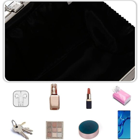 ❤️Women Velvet Evening Bag Sparkly Rhinestone Clutch Charming Glittering Handbag - Picture 4 of 9